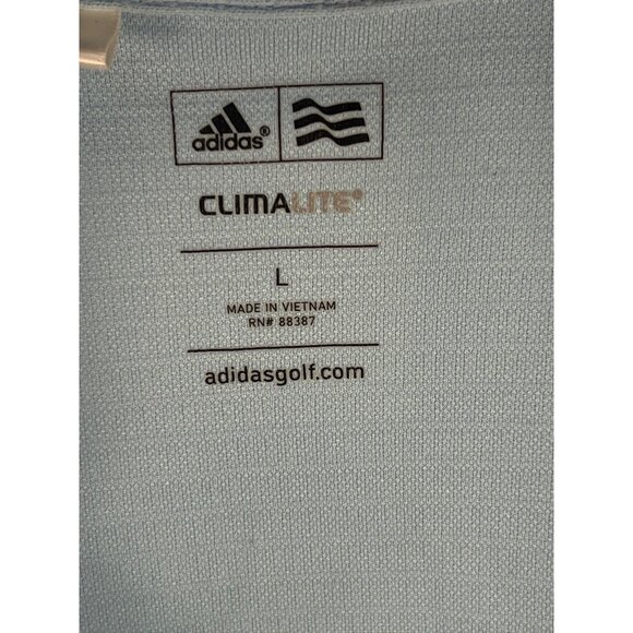 Adidas ClimaLite Womens Golf Polo Shirt L Light Blue Short Sleeve Performance - Picture 4 of 9